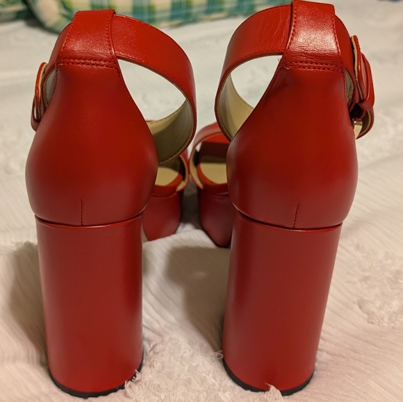 Michael Kors Red Platform Sandals with Ankle Strap - Picture 5 of 6